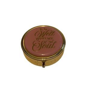 Mary Square Jewelry Pill Box Gold Pink It Is Well With My Soul Travel Case